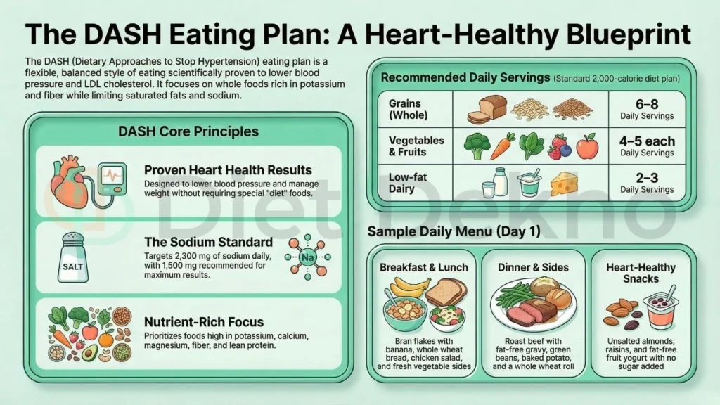  Balanced diet for high blood pressure with fruits, vegetables, whole grains, and low-salt foods