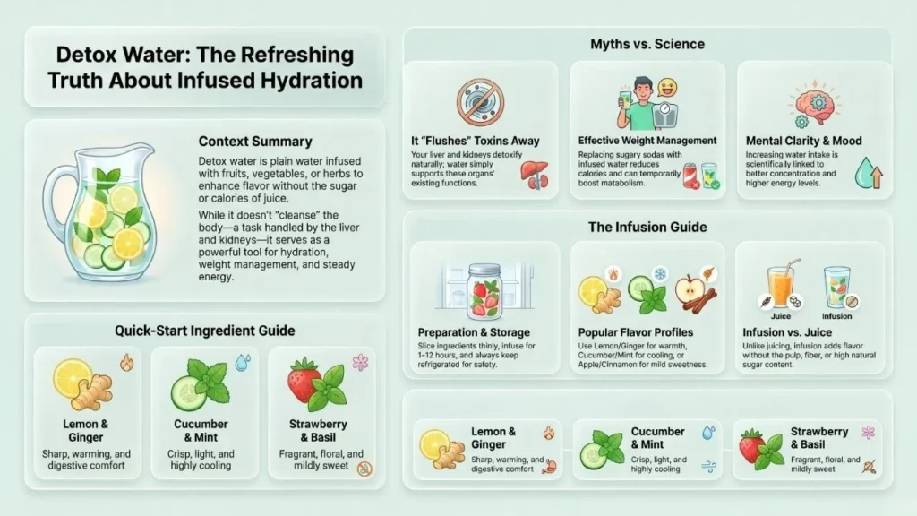 Homemade detox drinks with fruit and spices