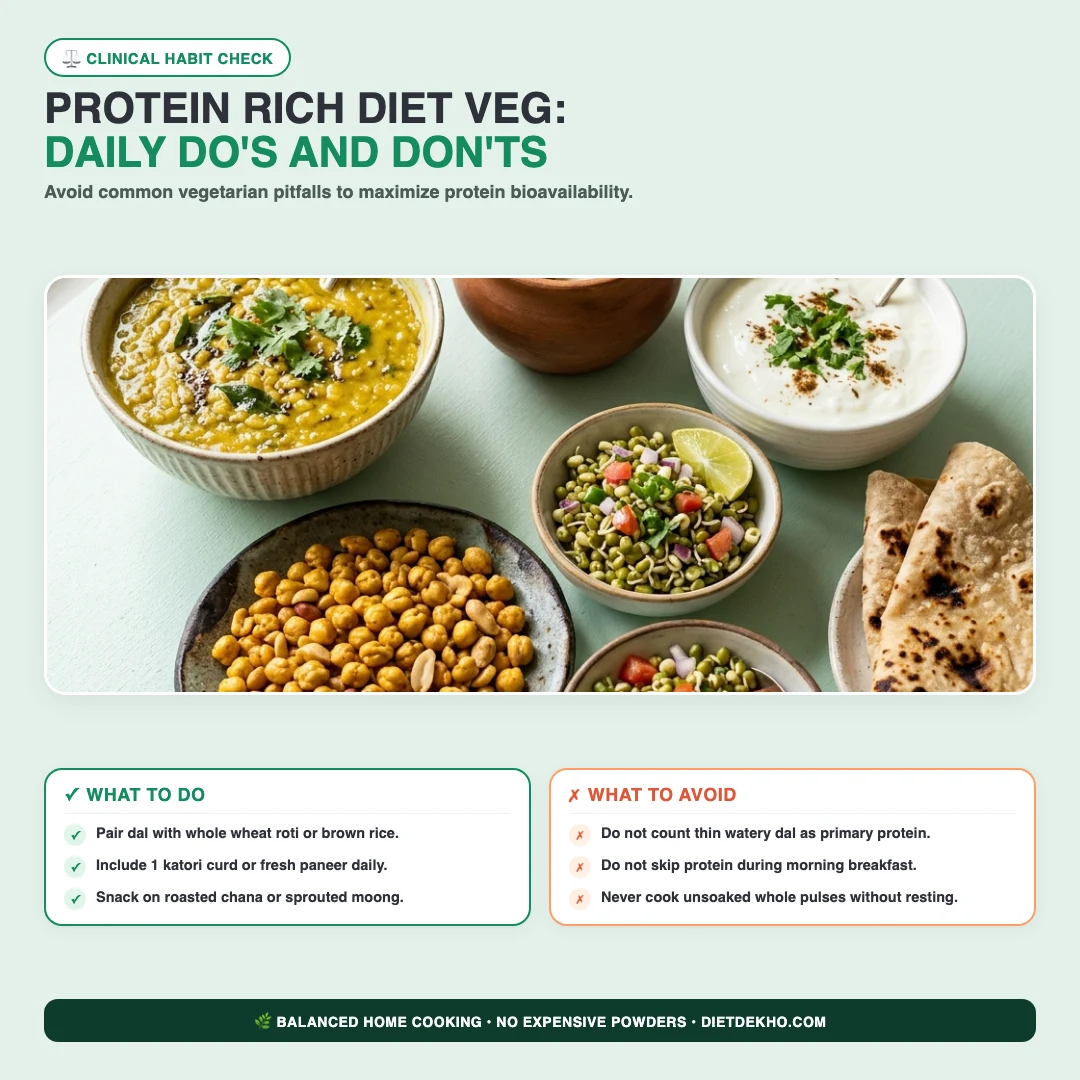 Do and Don't rules for a protein rich diet veg in an Indian kitchen